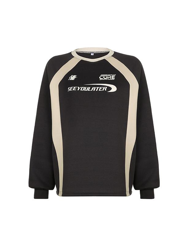 Retro Sports Style Contrasting Letters Sweatshirts Product Image