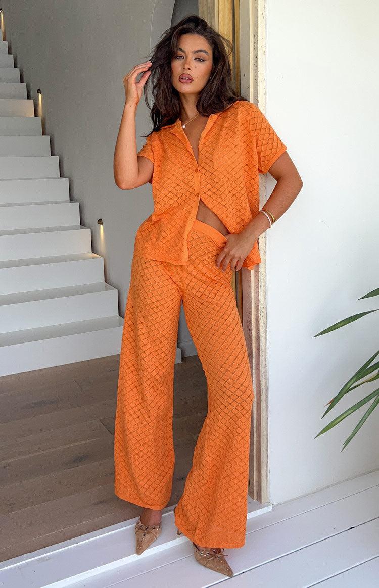 Zaida Orange Knit Pants Product Image