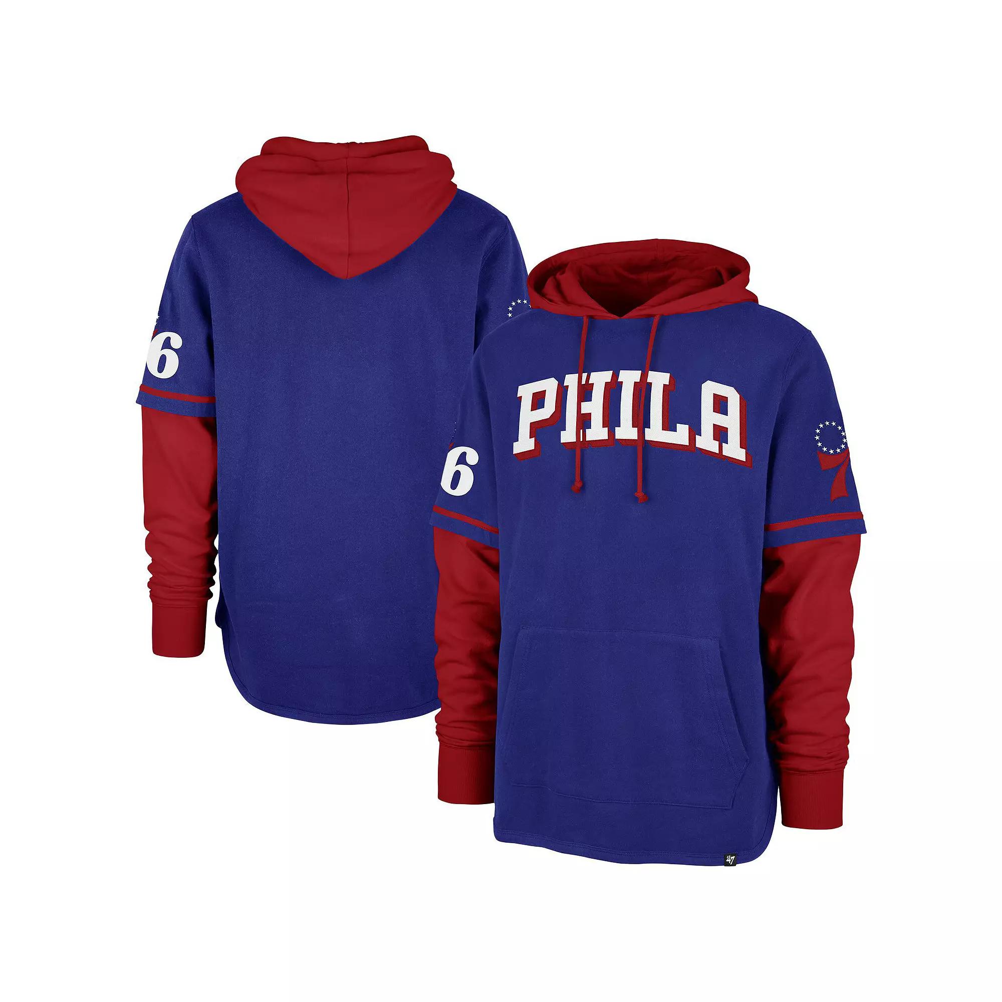 Men's '47 Royal Philadelphia 76ers Trifecta Shortstop Pullover Hoodie, Size: Large, 76r Blue Product Image