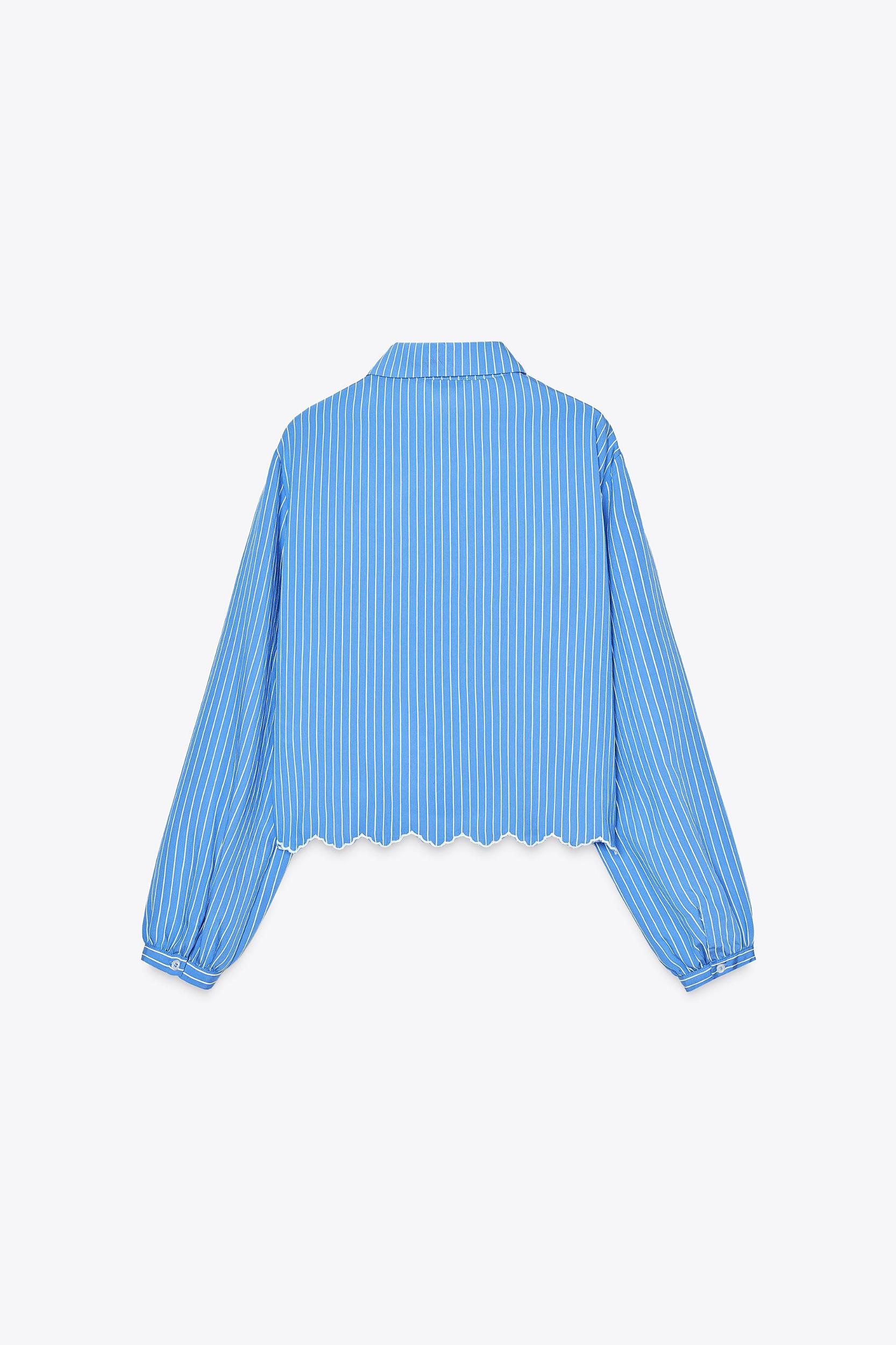 STRIPED EMBROIDERED EYELET SHIRT Product Image