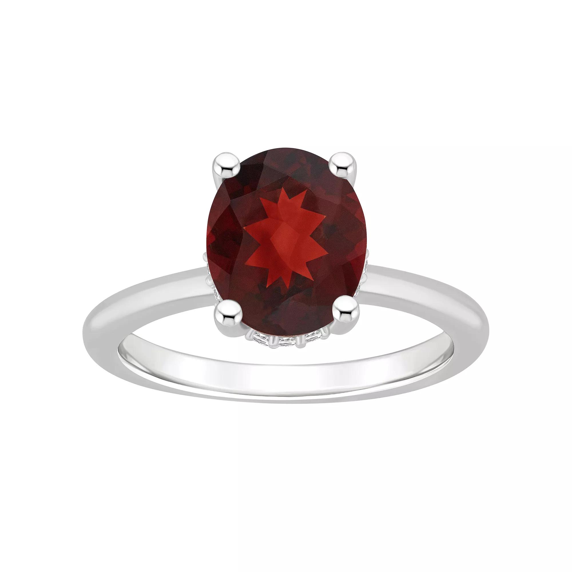 Alyson Layne 14k White Gold Oval Garnet & Diamond Accent Ring, Womens Product Image