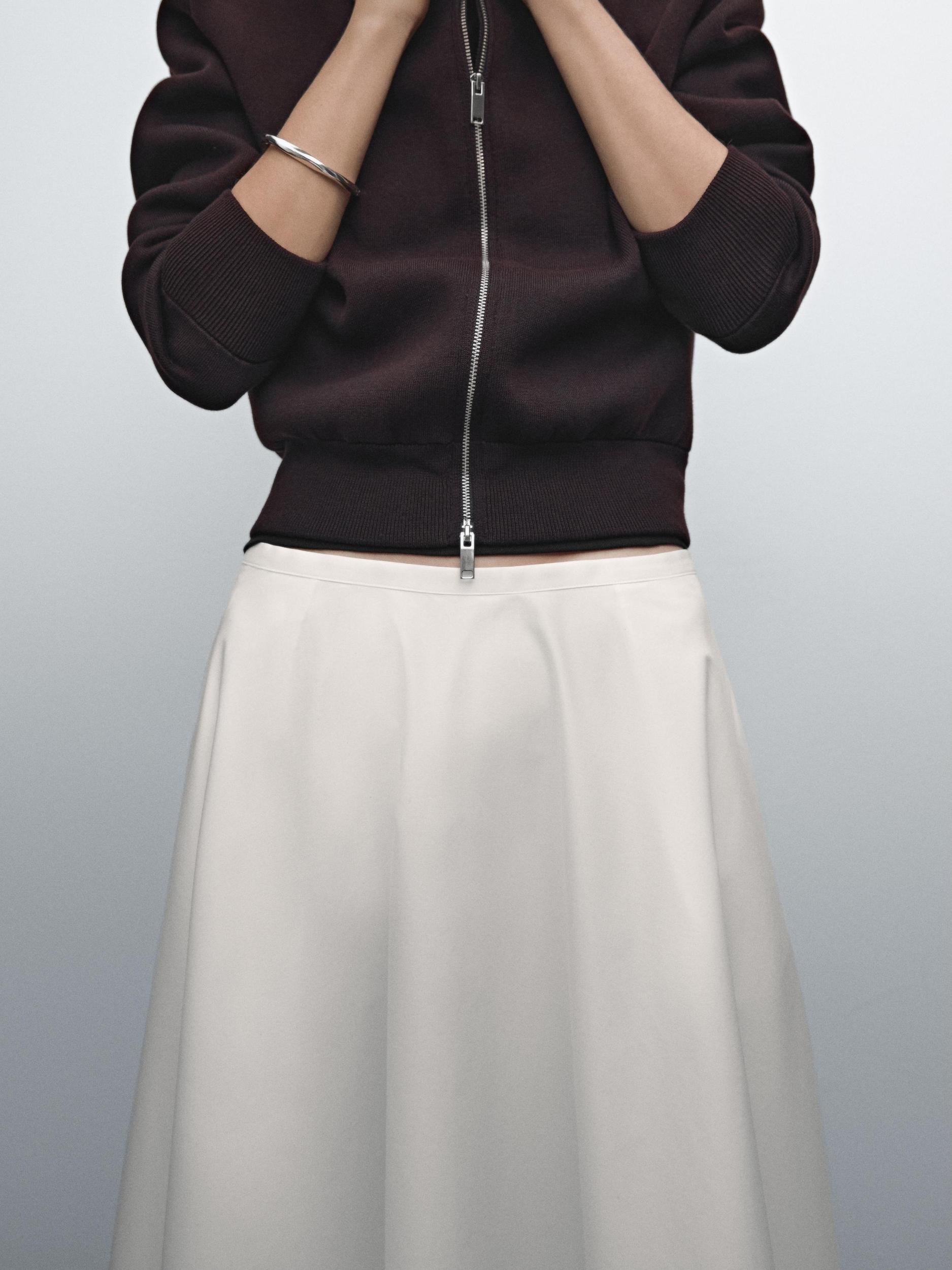 Cotton blend zip-up knit cardigan Product Image