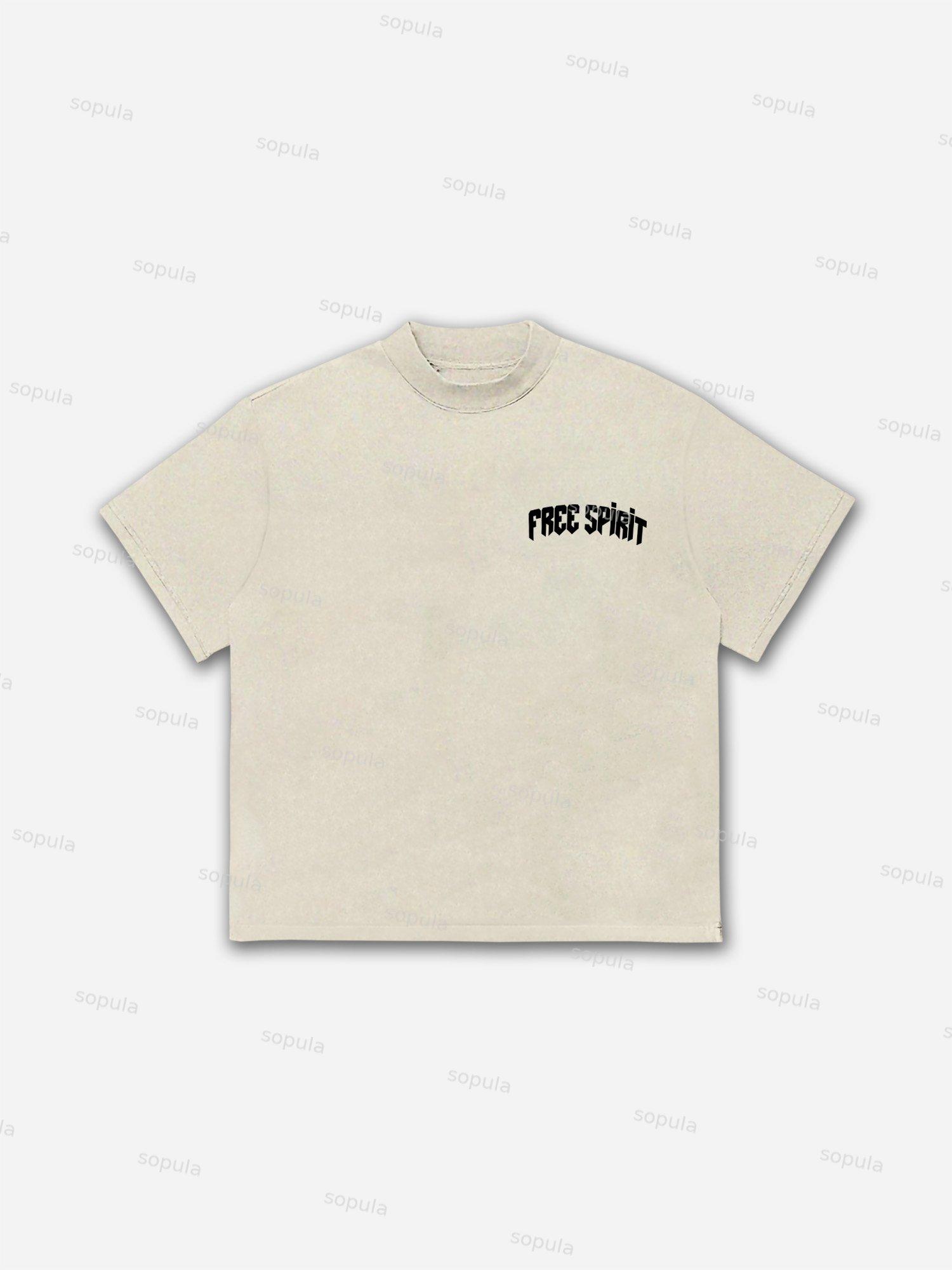 Free Spirit Mask Lips Graphic Cotton T-shirt Product Image