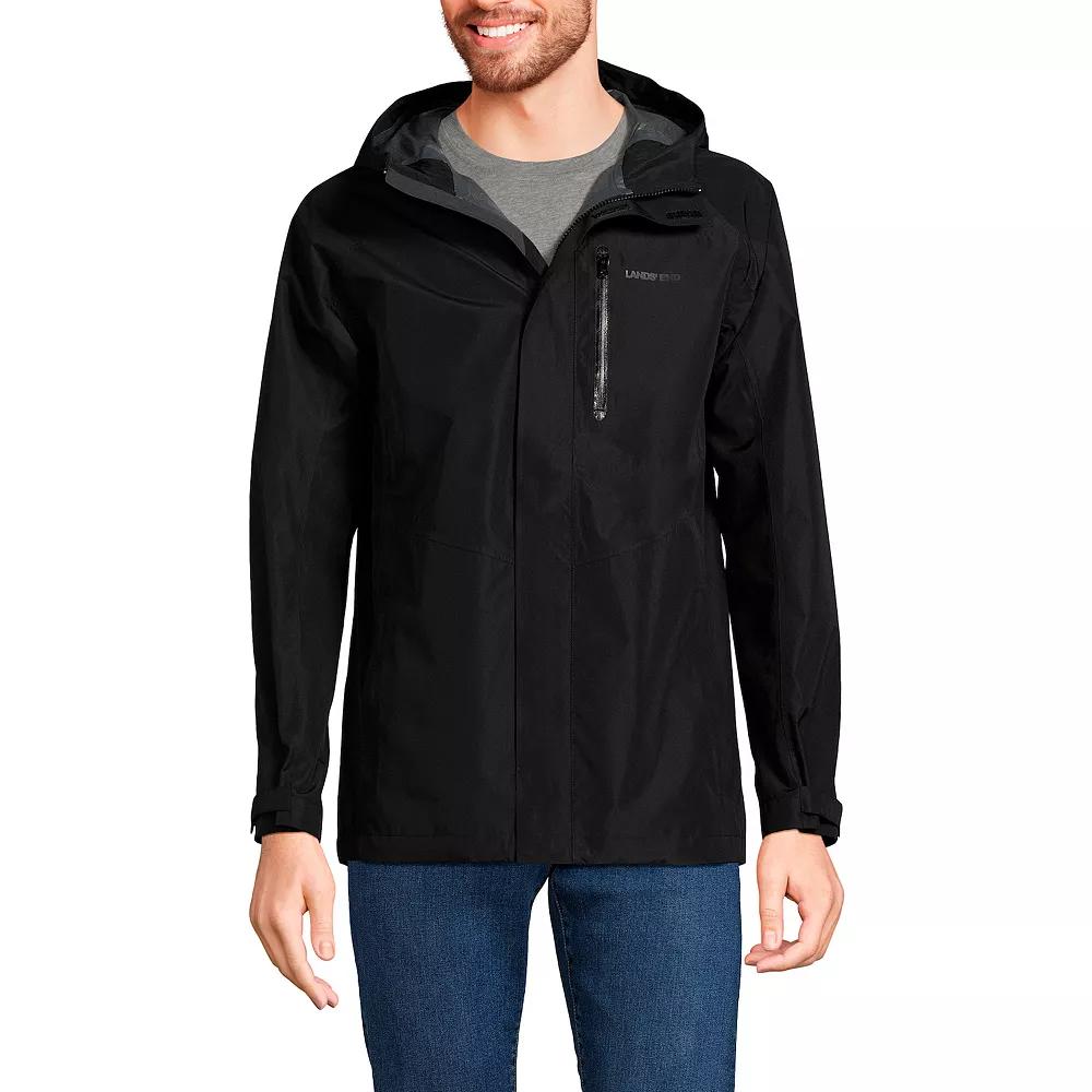 Men's Lands' End Waterproof Hooded Packable Rain Jacket,  Product Image