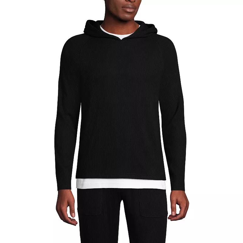 Men's Lands' End Brushed Rib Hooded Sweatshirt,  Product Image