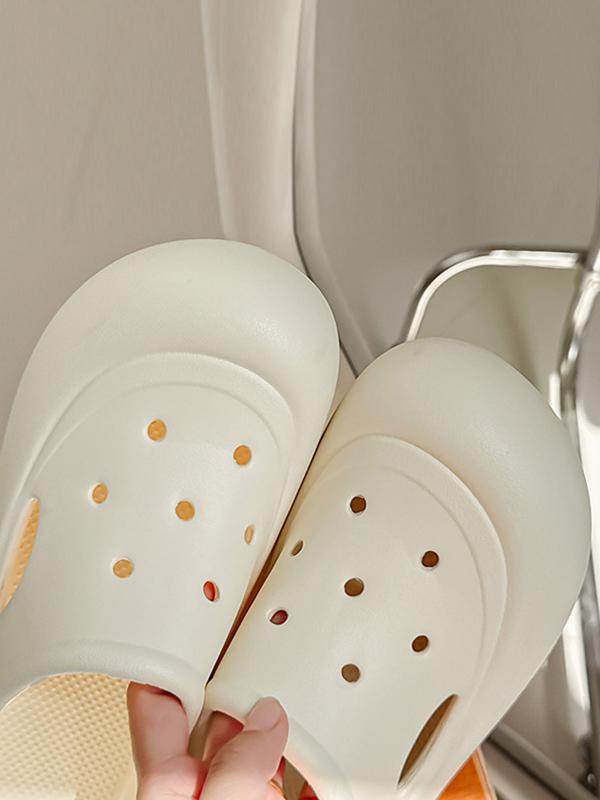 Hollow Round Cut Solid Color Crocs Platform Shoes Sandals Product Image