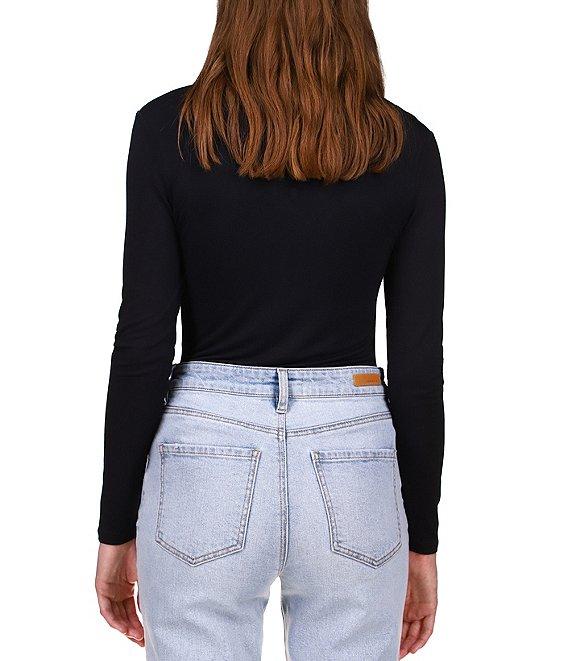 Sanctuary Dreamgirl Long Sleeve Point Collar Ruched Button Front Knit Top Product Image