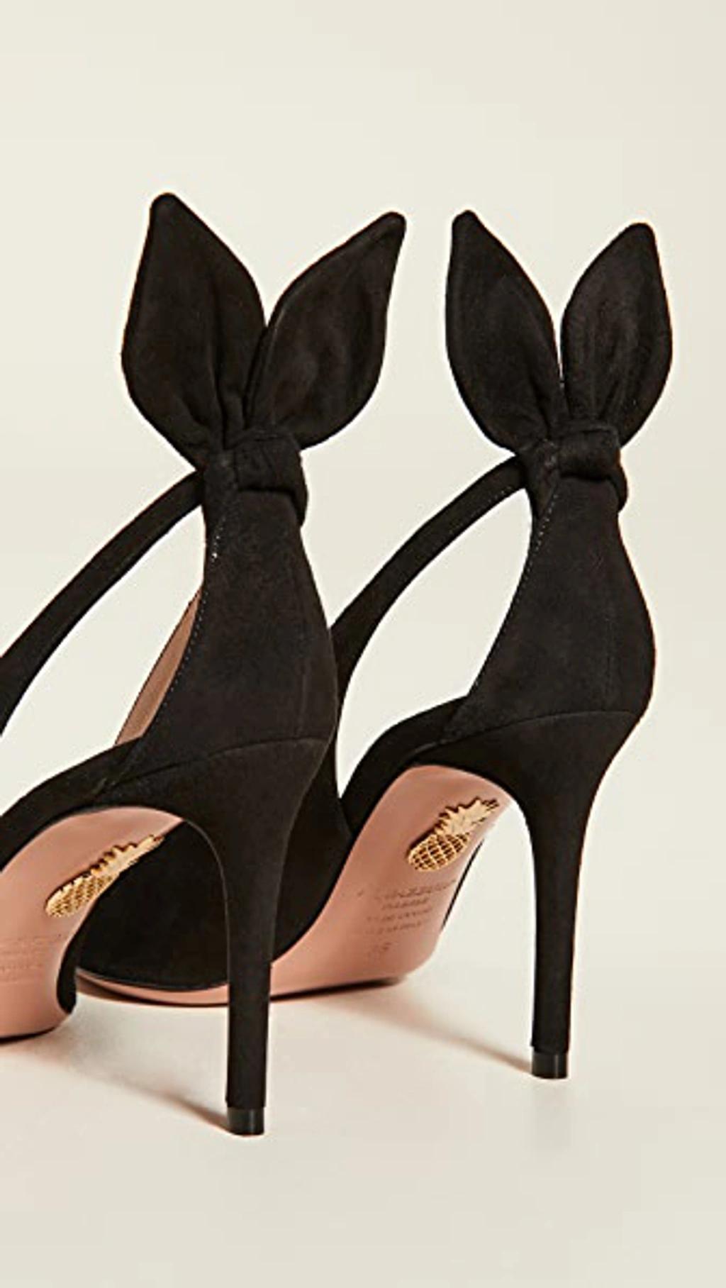 AQUAZZURA Bow Tie 85 Suede Pumps In Black Product Image