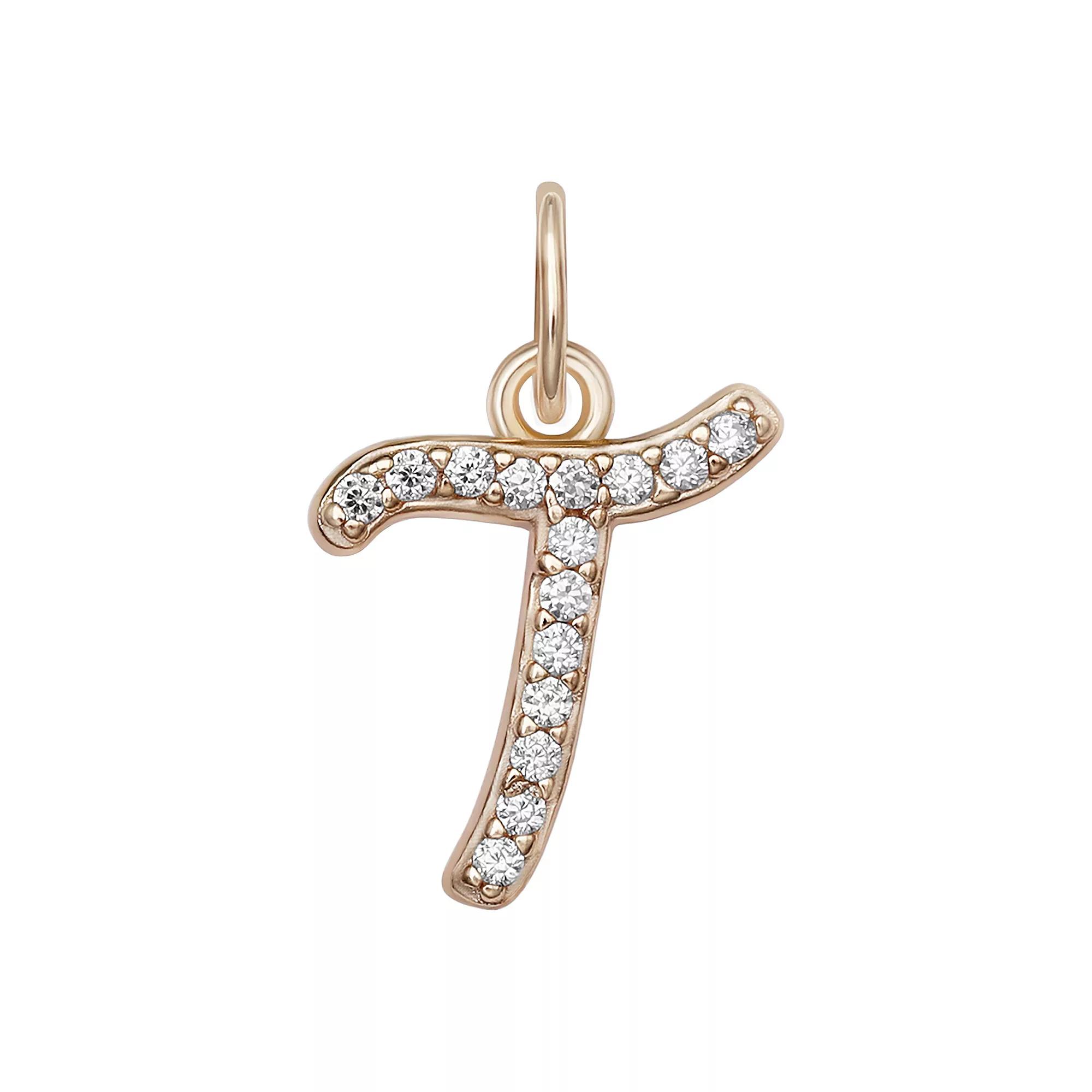LC Lauren Conrad Sterling Silver Cubic Zirconia Initial Charm, Womens, Gold Tone O Product Image