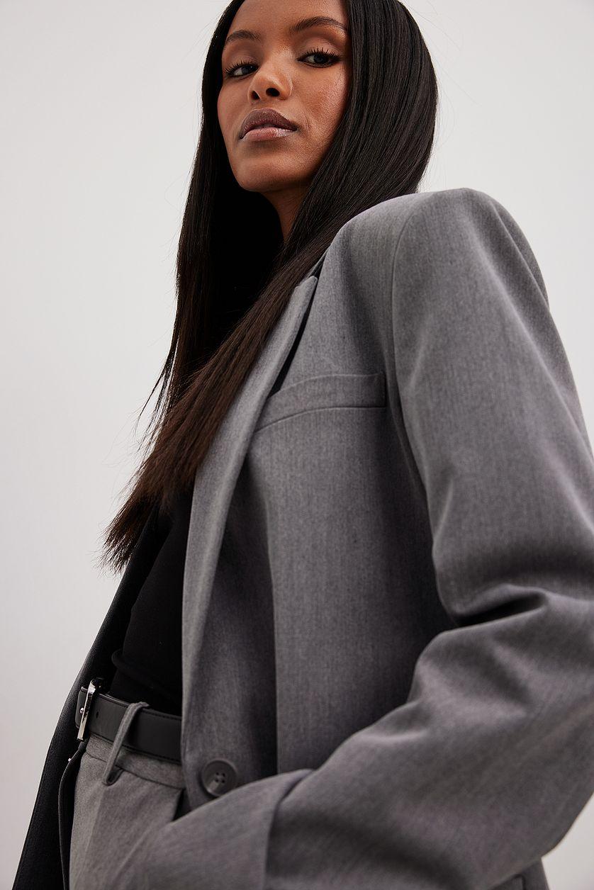 Heavy Straight Blazer Grey Product Image