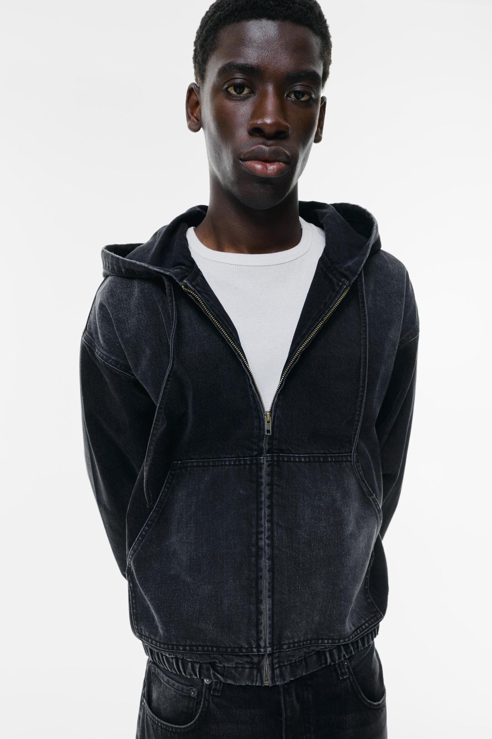 Denim hooded jacket Product Image