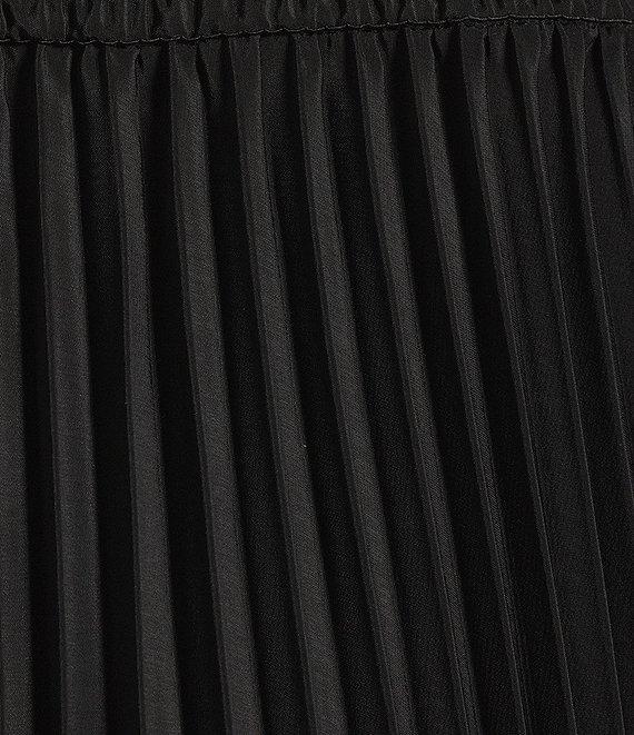 Marina Plus Size Sleeveless Halter Mock Neck Smocked Pleated Crepe Chiffon A-Line Maxi Dress Product Image