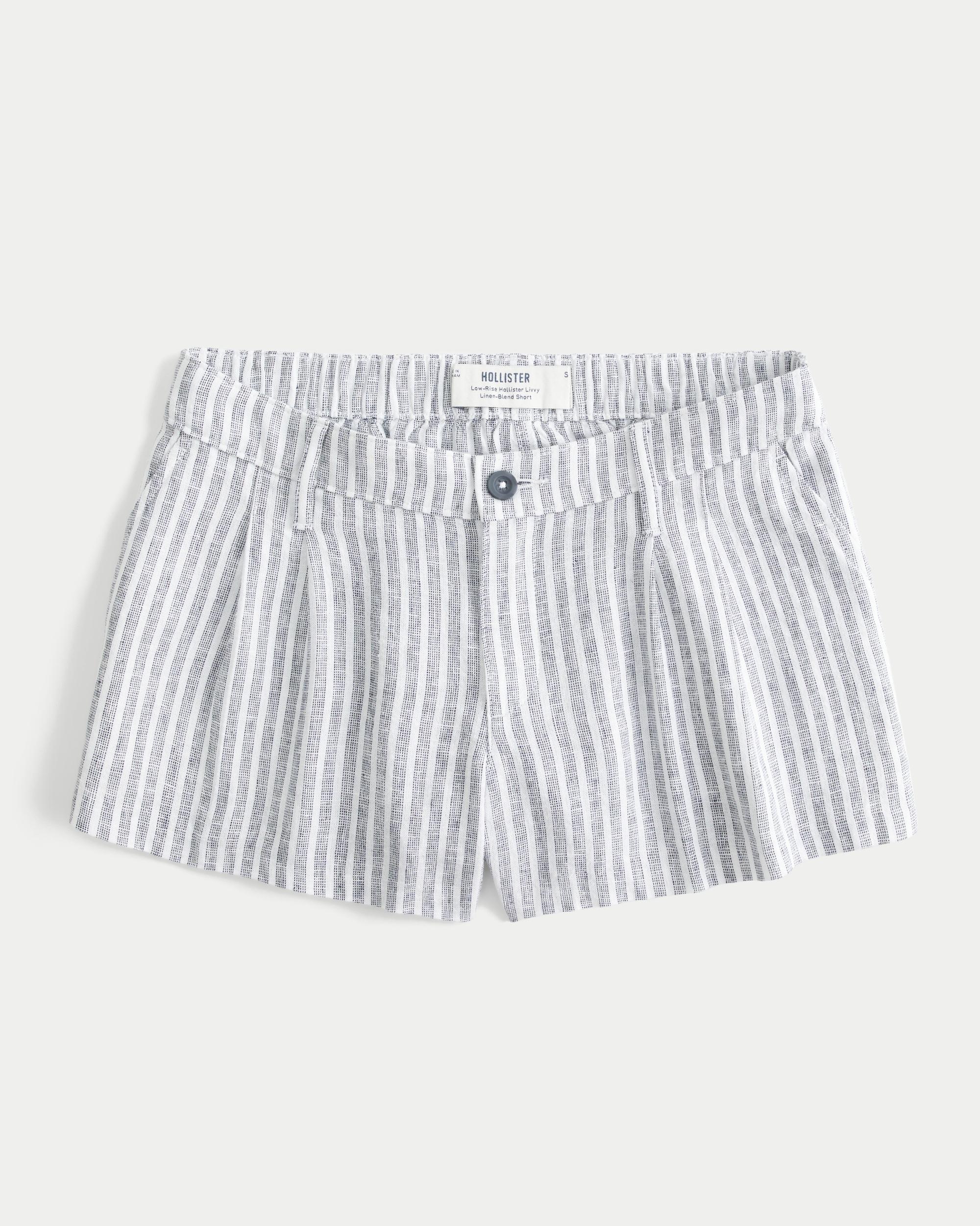 Hollister Livvy Low-Rise Linen-Blend Shorts 3" Product Image
