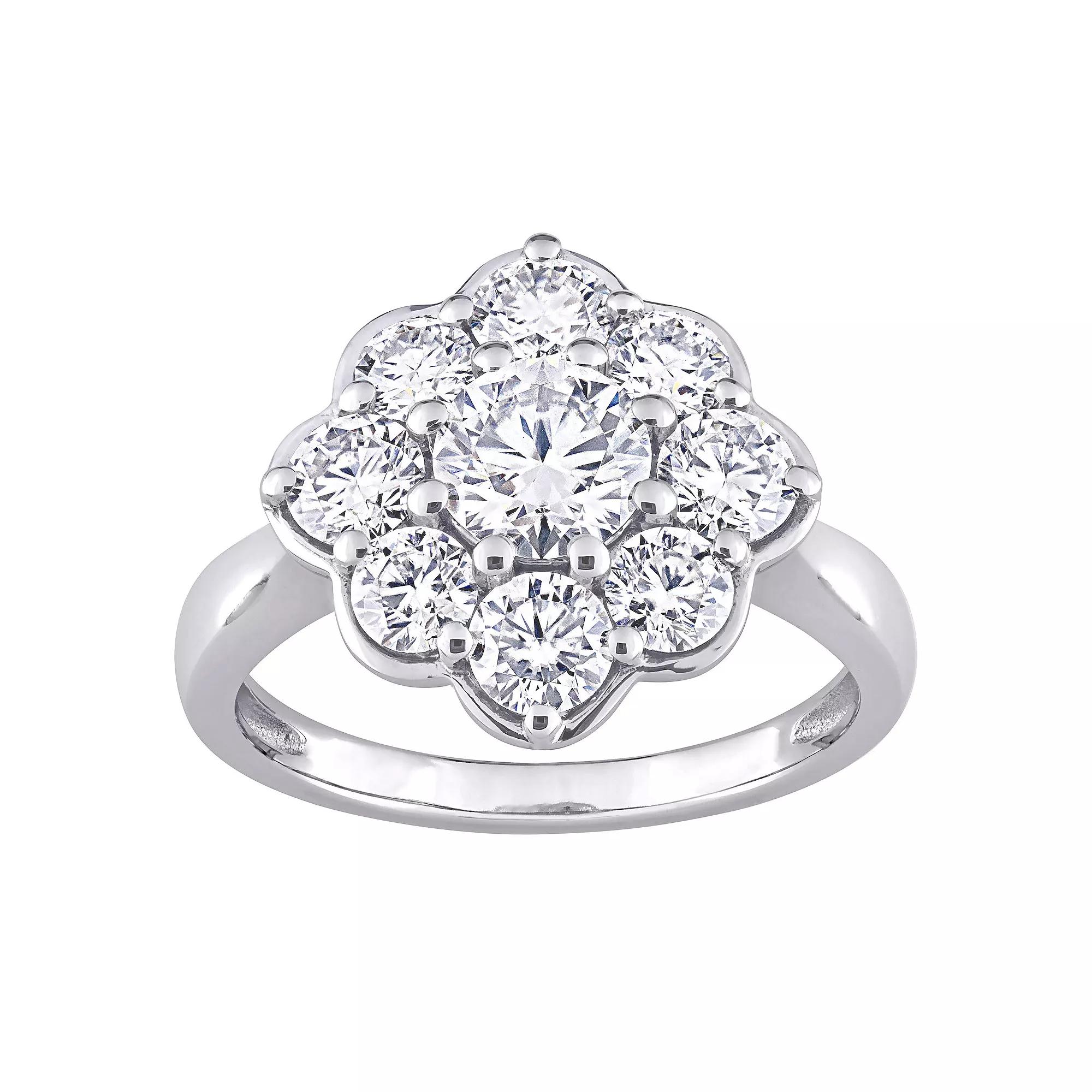 Stella Grace 10k White Gold Lab-Created Moissanite Floral Ring, Women's,  Product Image