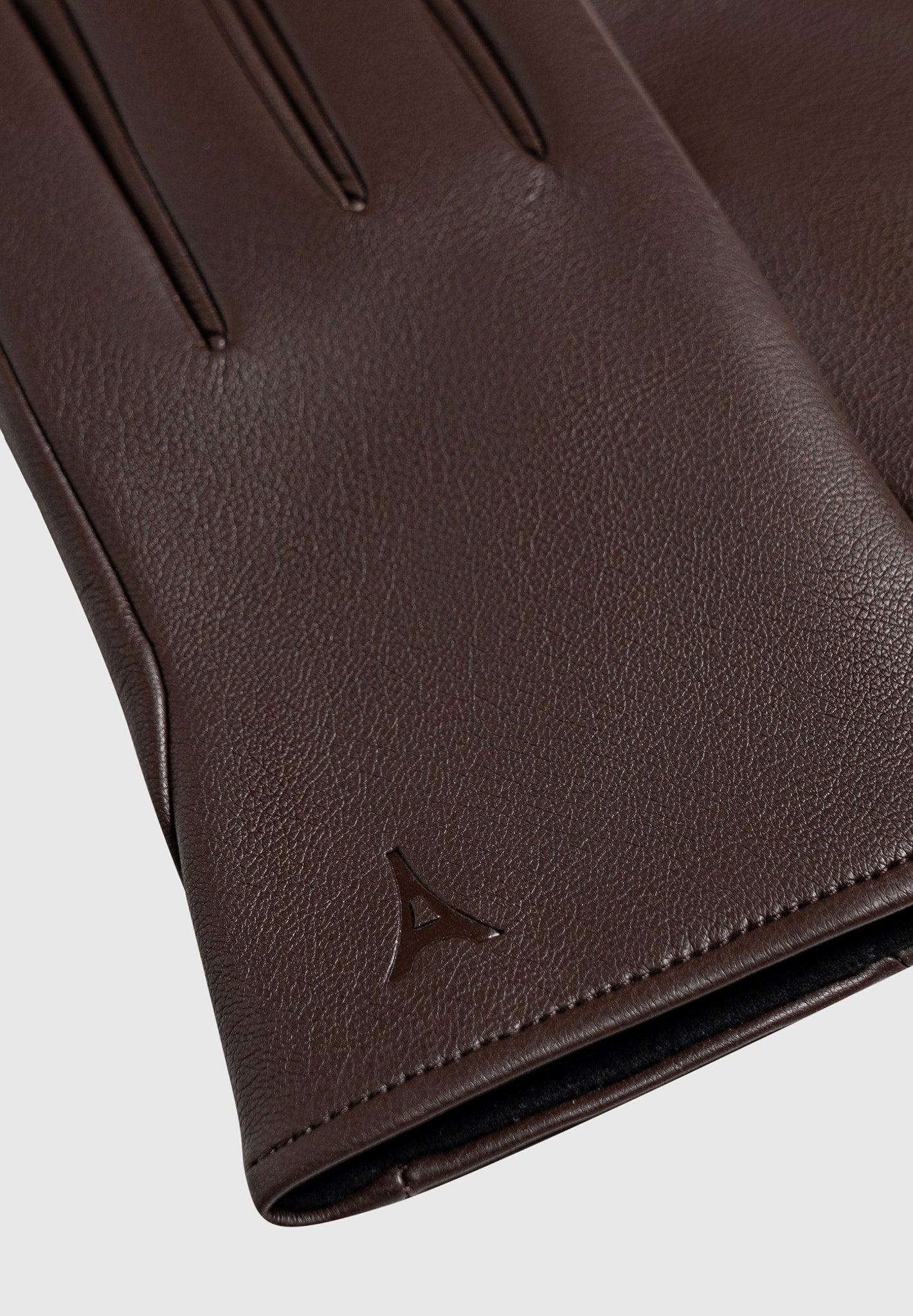 Azel - Leather Short Gloves - Brown Female Product Image