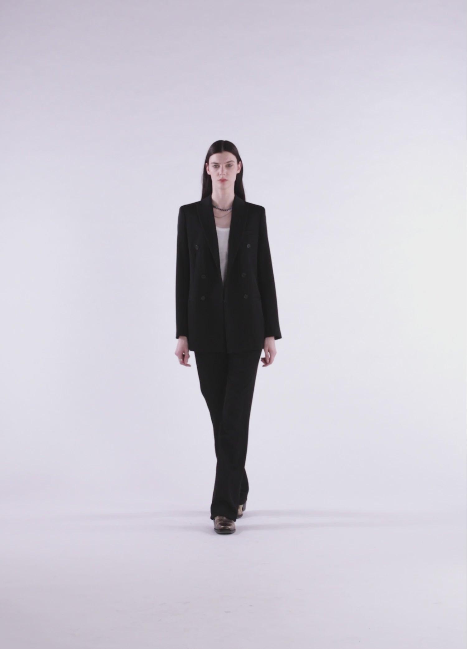 Double Breasted Long Blazer - Black Product Image