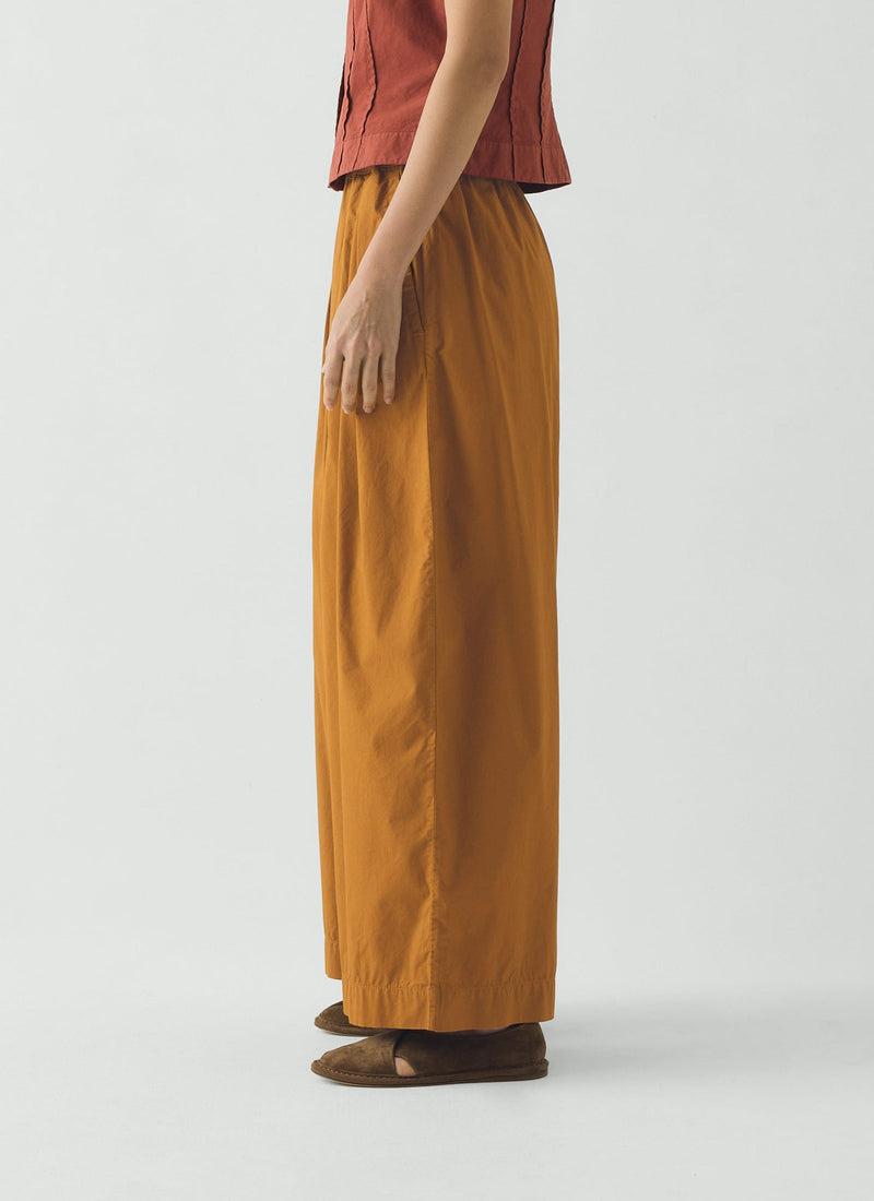 Pleated Pull On Cotton Poplin Pants | Dhal Product Image