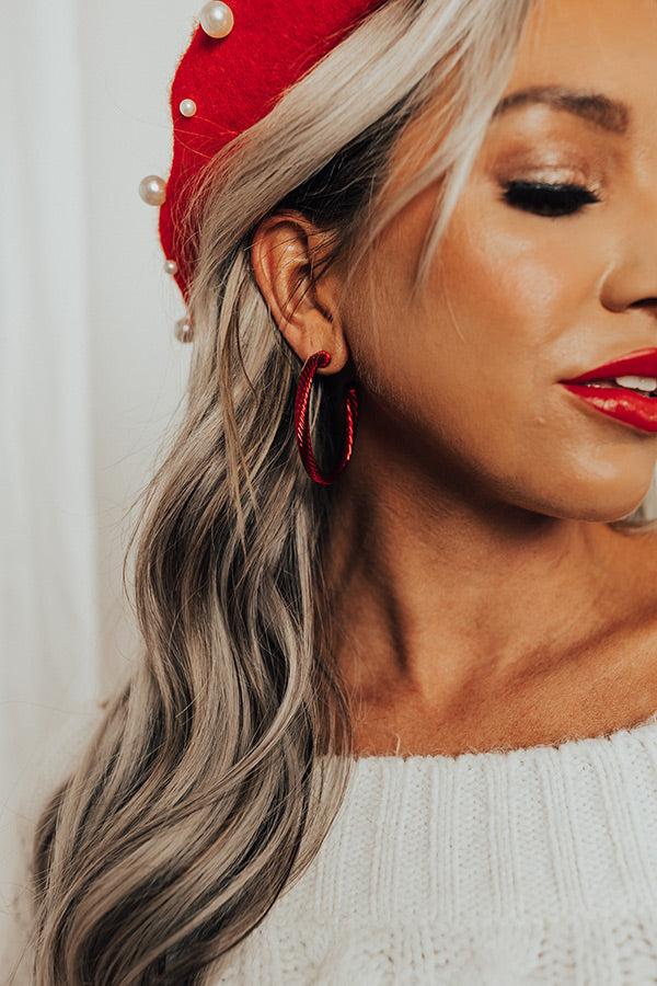 Holiday Fun Hoop Earrings In Red Product Image