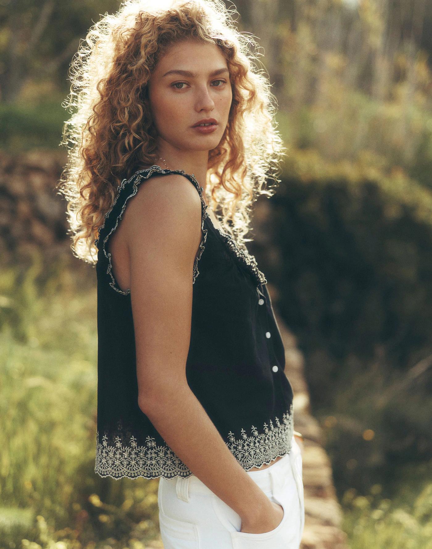 Embroidered Scalloped Tank Product Image