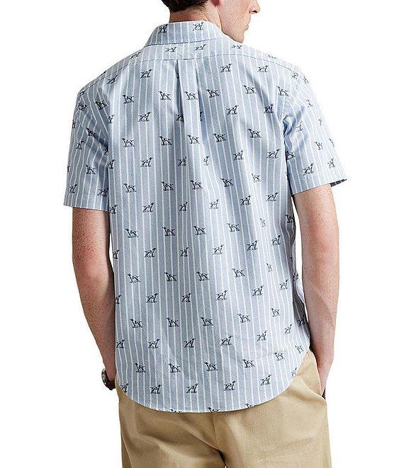 Polo Ralph Lauren Classic Fit Stripe Dog Print Short Sleeve Woven Shirt Product Image