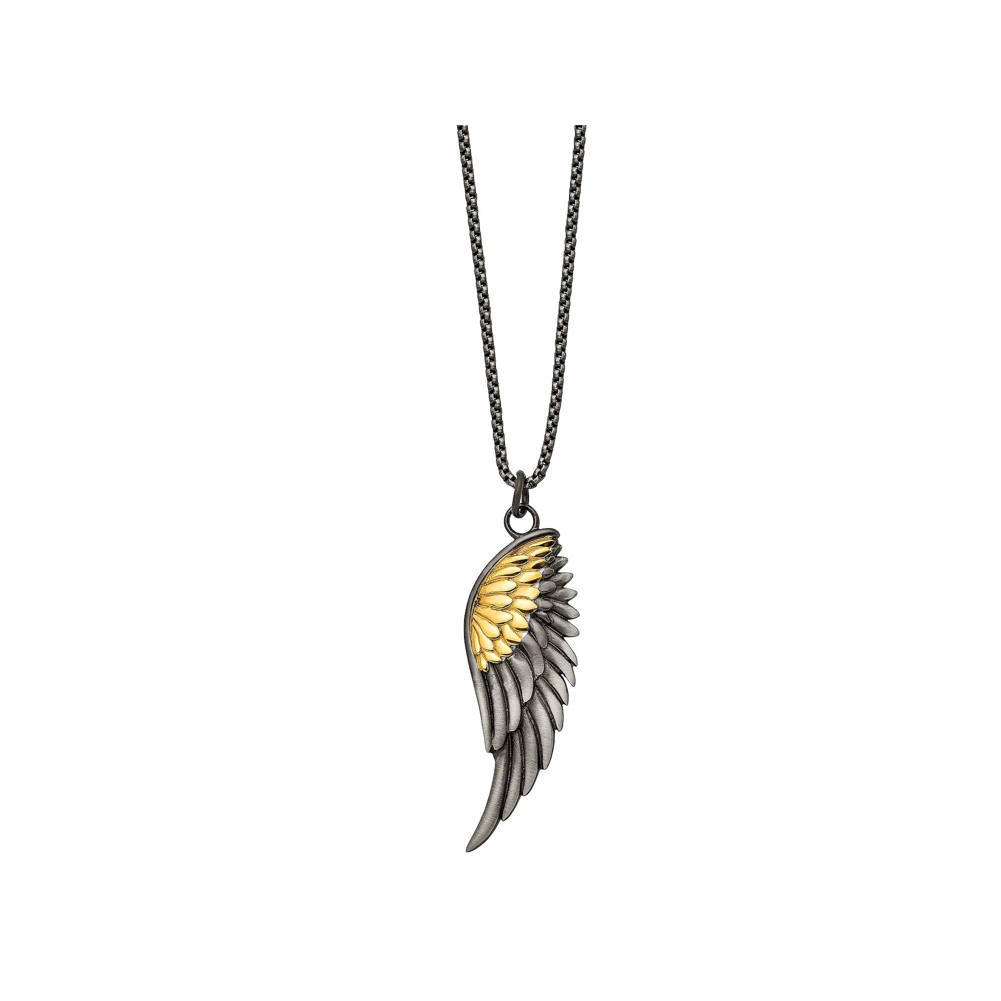 Men's Stainless Steel Wing Pendant Necklace, Size: 24" Product Image