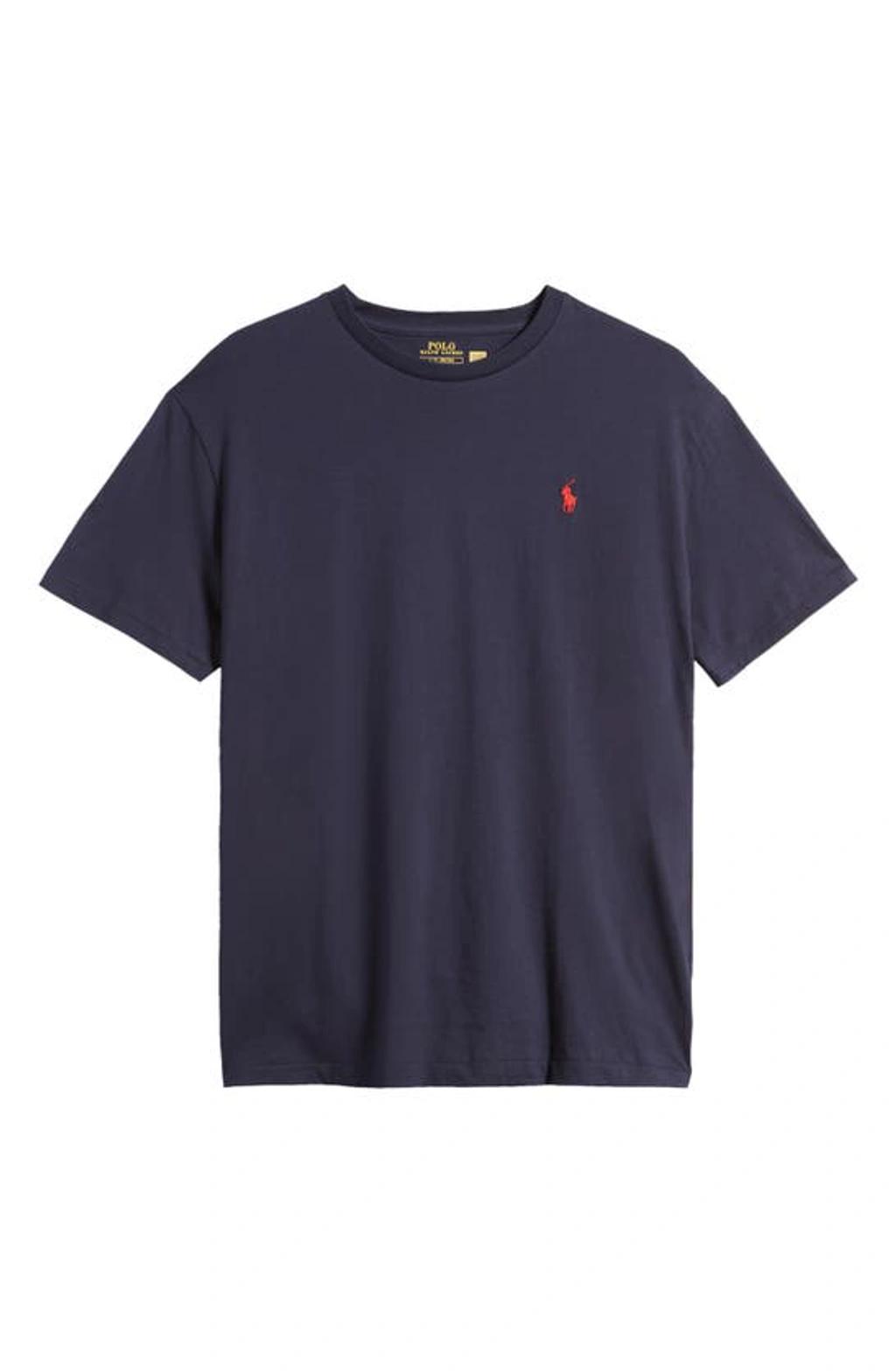POLO RALPH LAUREN Slim-fit Logo-embroidered Cotton-jersey T-shirt In Navy Product Image