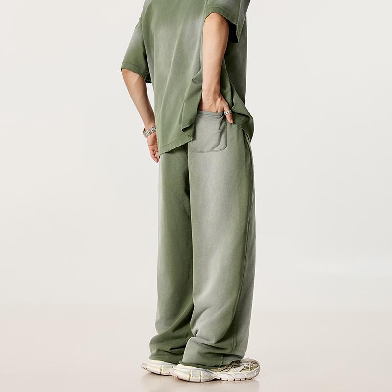 Vintage Washed Ragged-hem Wide-leg Sweatpants Product Image