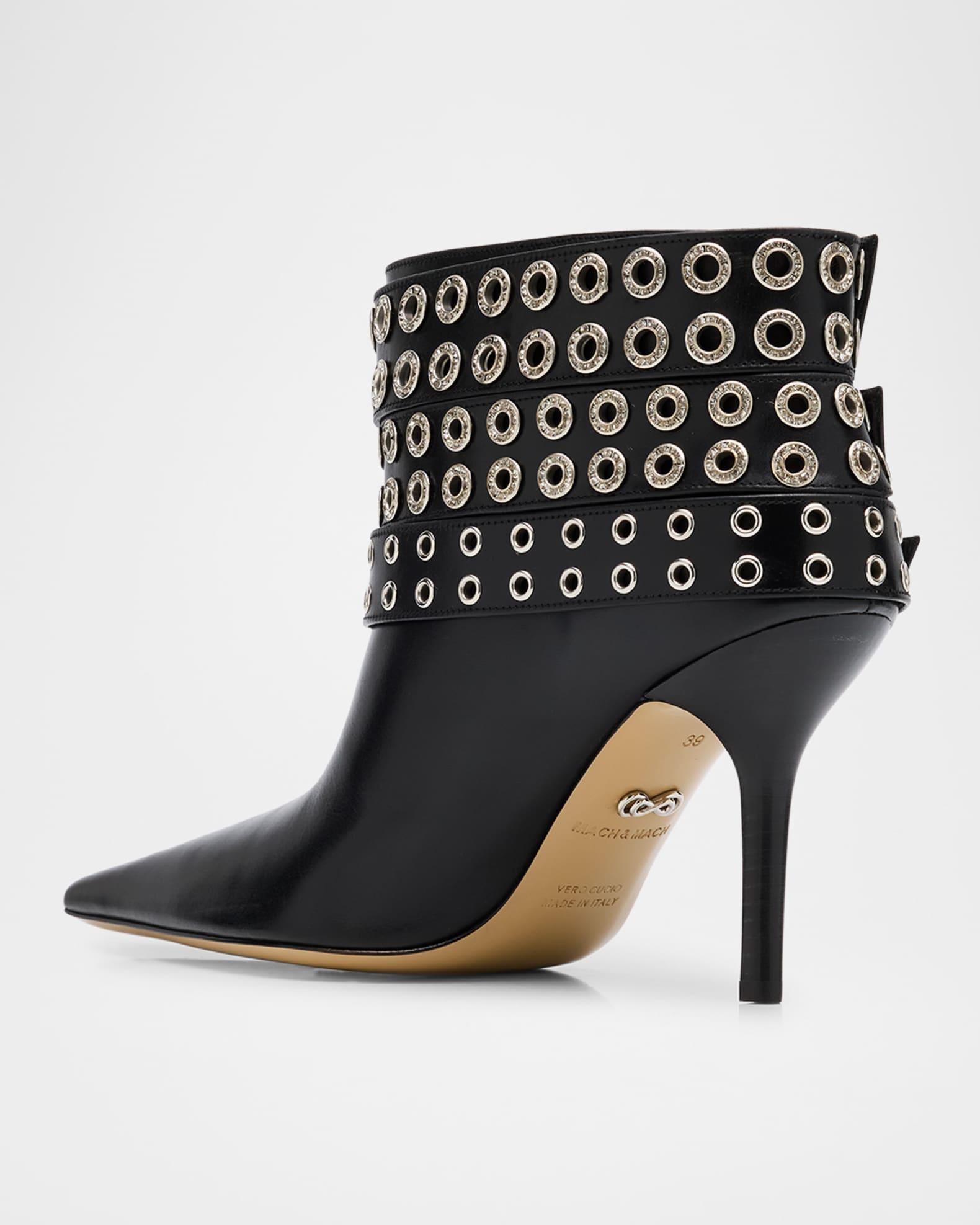 Buckle Belt Leather Ankle Boots Product Image