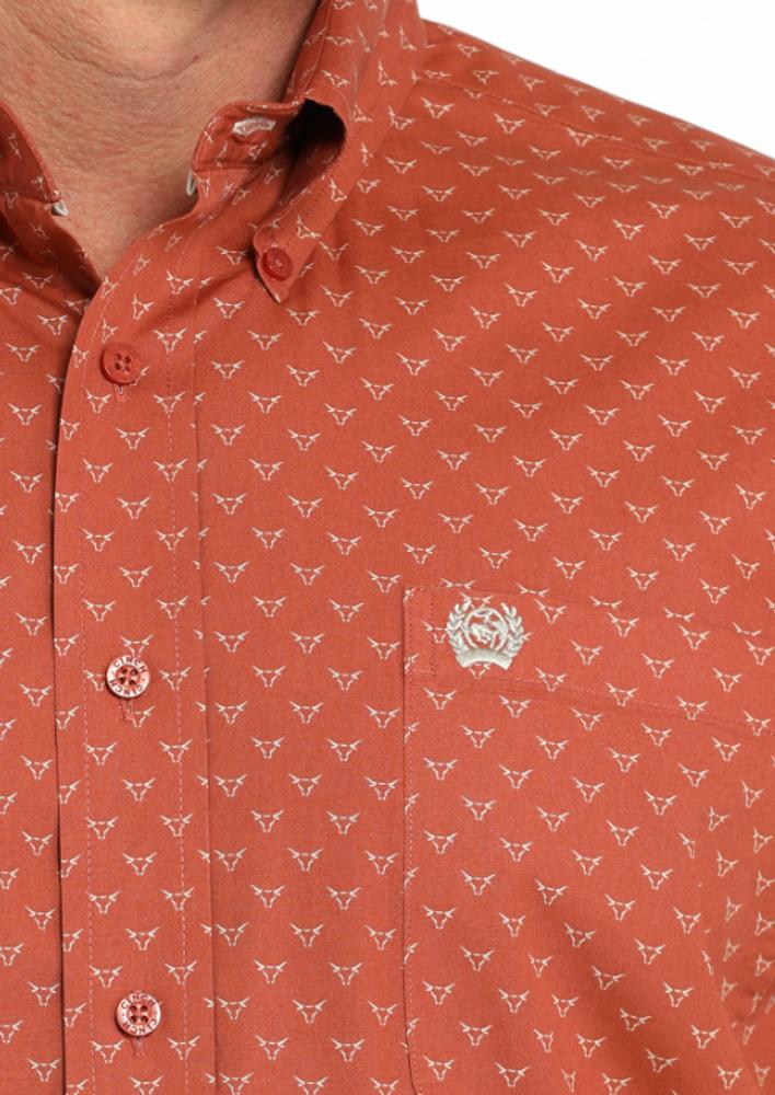 SALE Cinch® Men's L/S Orange Steer Head Print Button Shirt Product Image