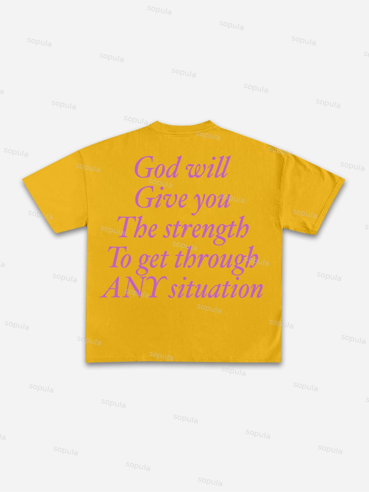 God Will Give You the Strength Print T-Shirt Product Image