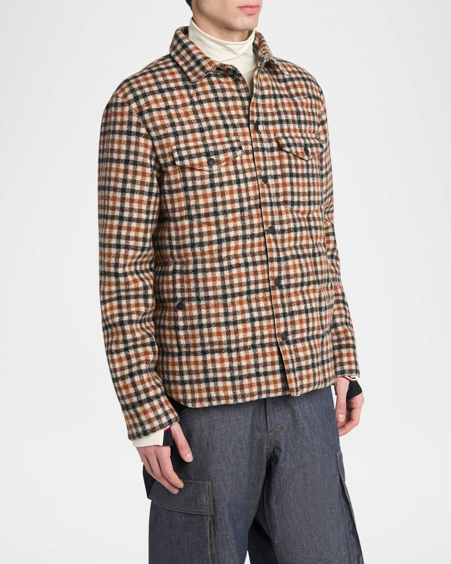 Men's Check Wool Padded Shirt Jacket Product Image