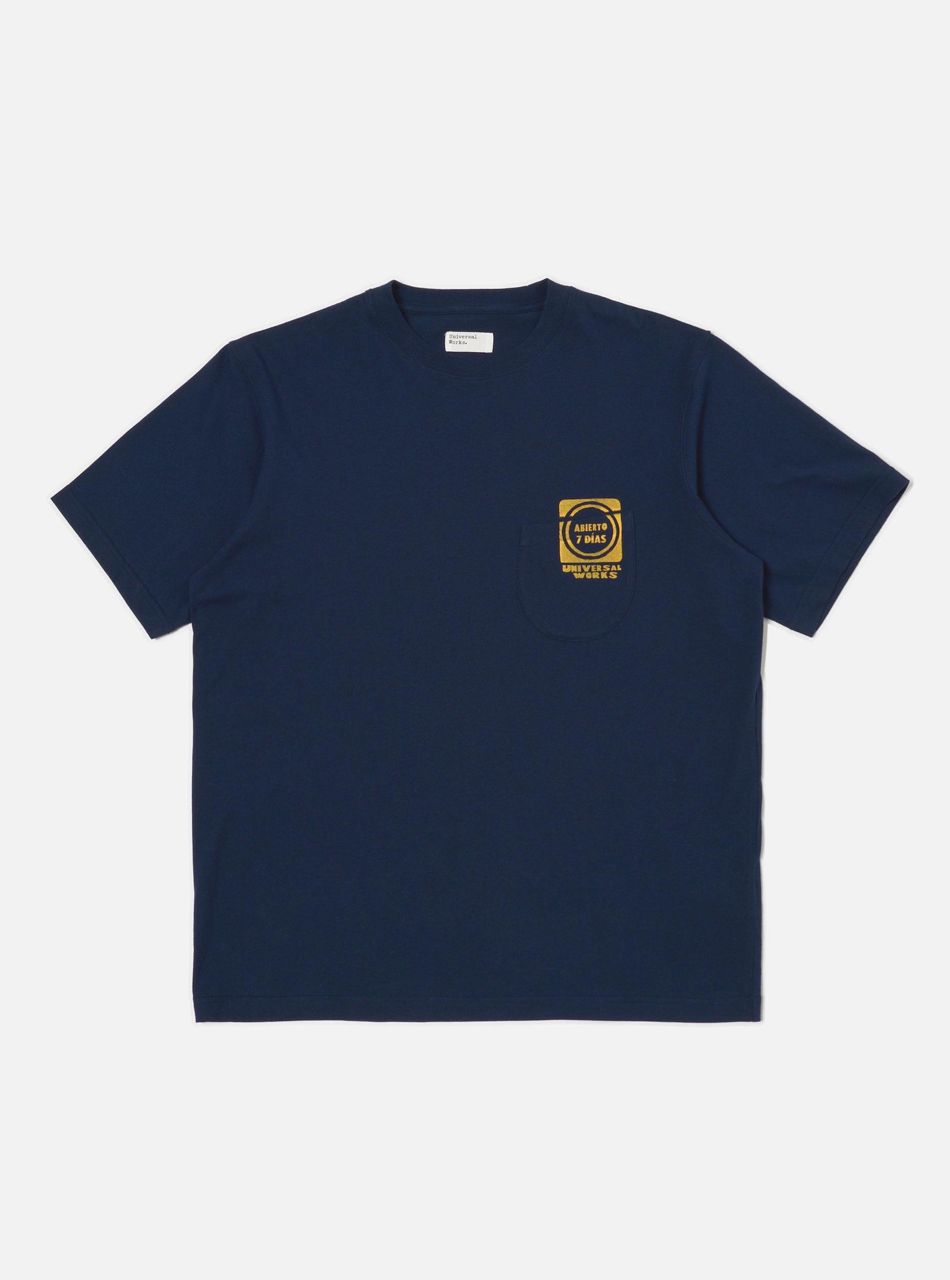 Universal Works Print Pocket Tee in Navy/Yellow Single Jersey Product Image