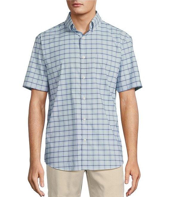 Roundtree & Yorke The Traveler Performance Short Sleeve Plaid Print Sport Shirt Product Image