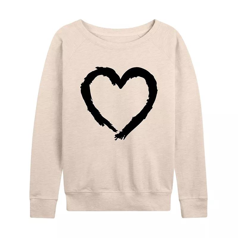 Women's Paintbrush Stroke Heart French Terry Long Sleeve Tee,  Product Image