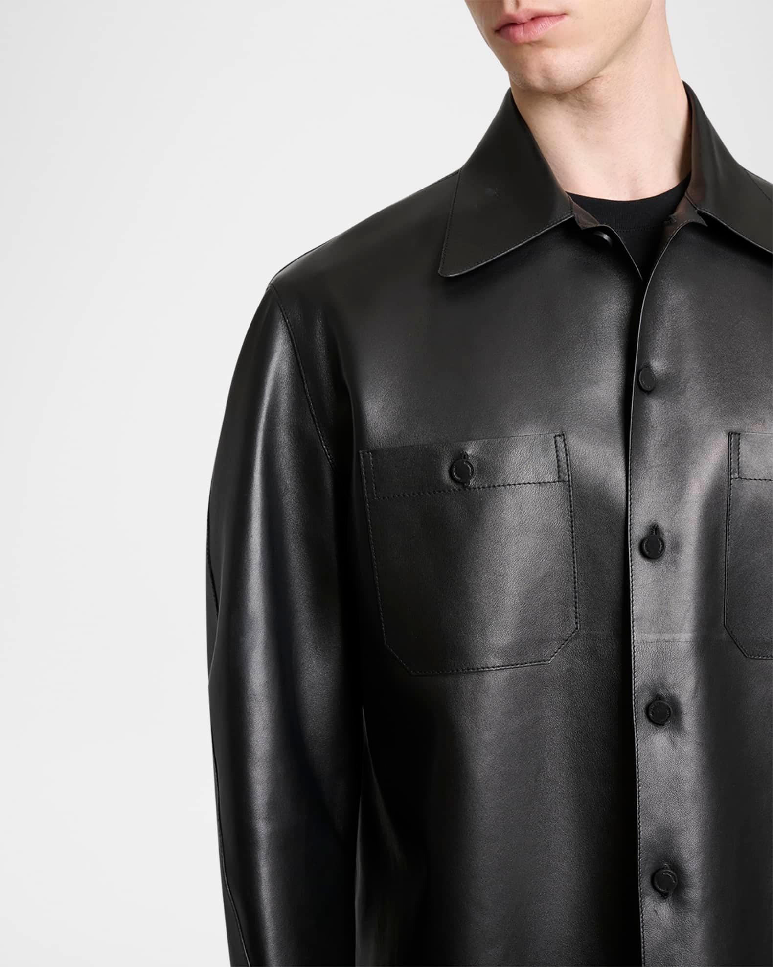 Men's Tonal Leather Overshirt  Product Image