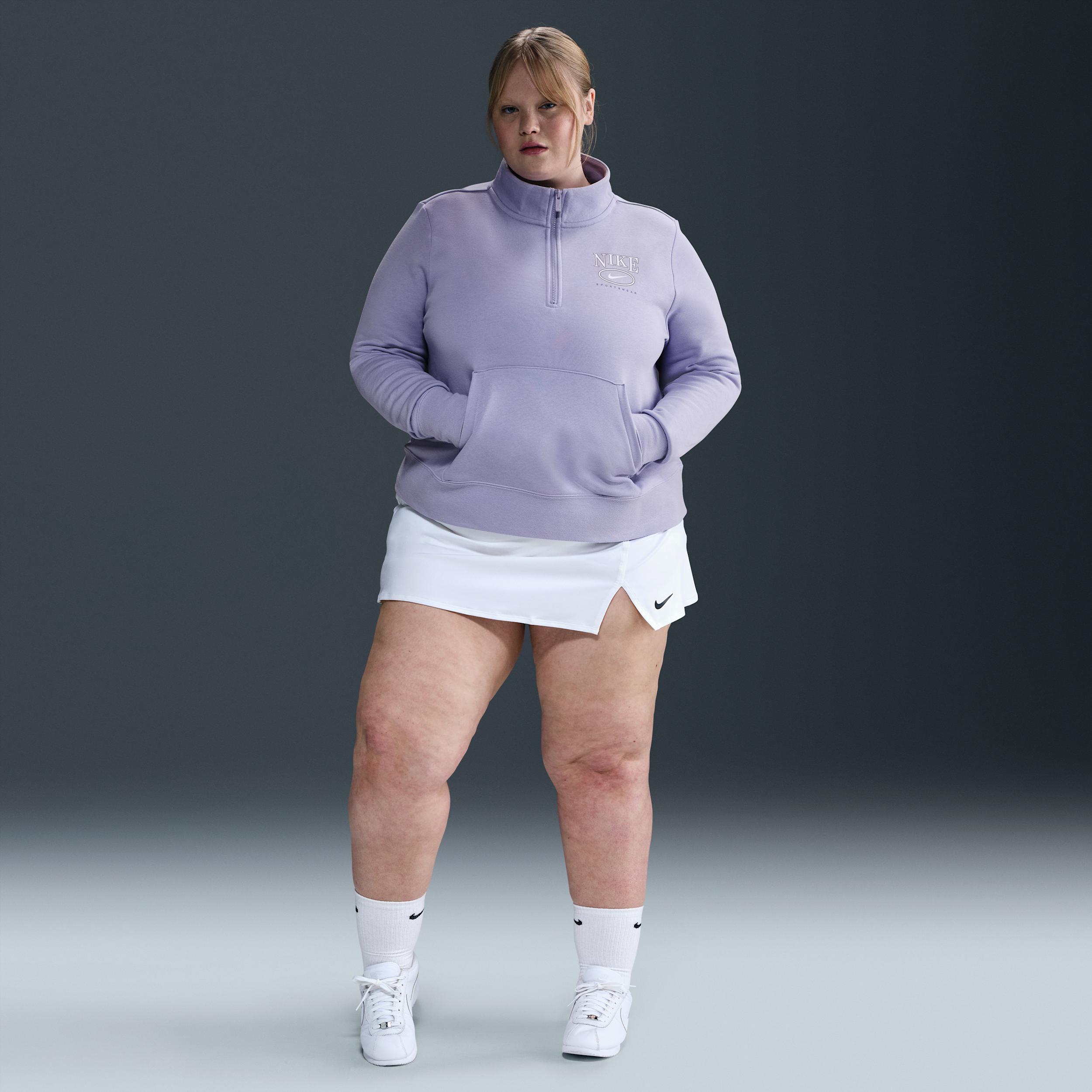 Women's Nike Sportswear Club Fleece Mock-Neck 1/2-Zip Graphic Top (Plus Size) Product Image