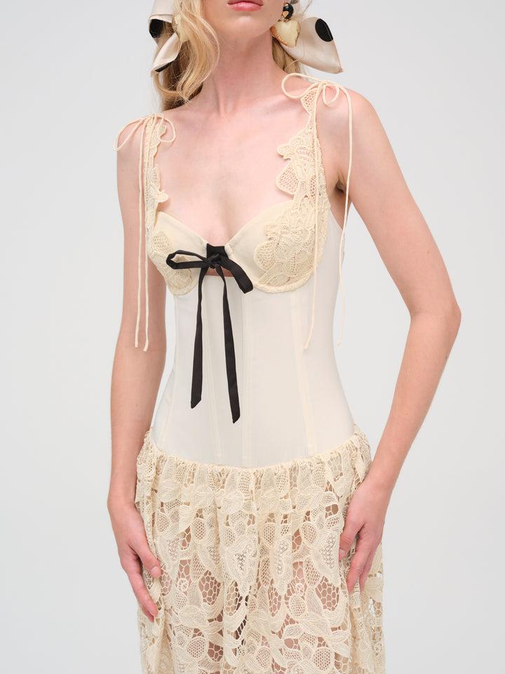 Coco Lace Maxi Dress — Cream Product Image