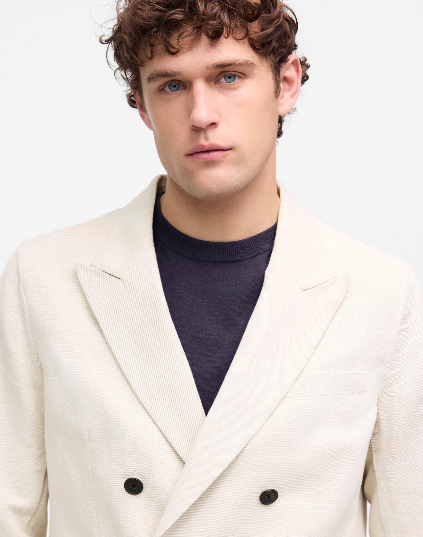 Double-Breasted Blazer in Cotton-Linen Blend Product Image