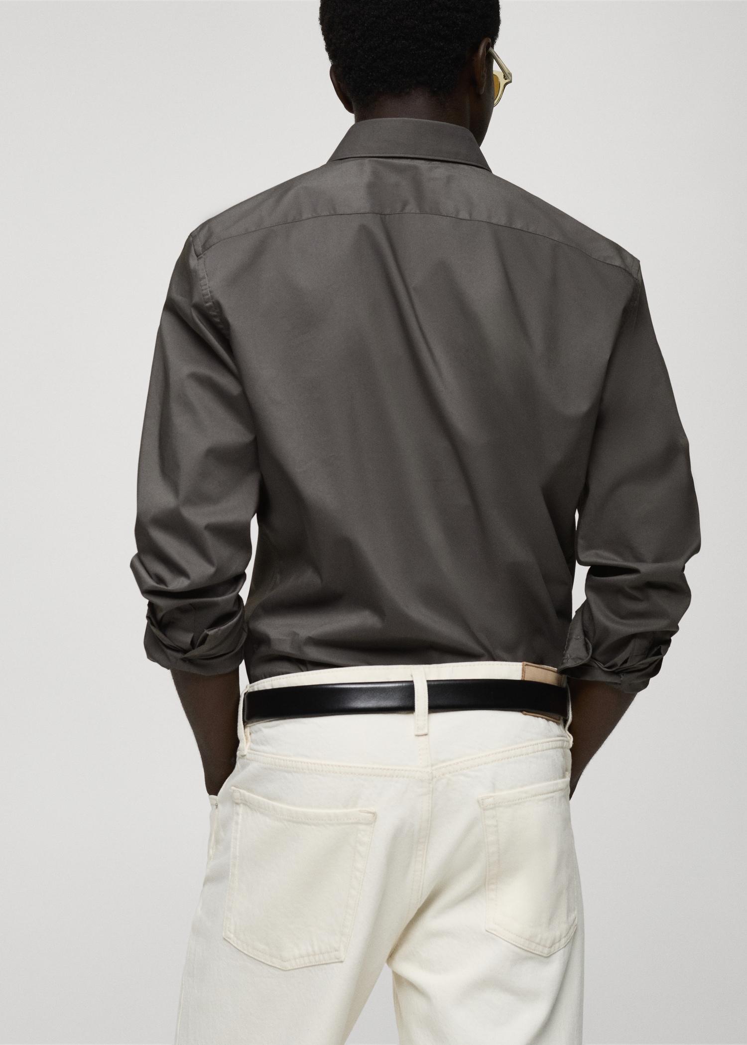 Regular-fit stretch cotton shirt - Men | MANGO USA Product Image