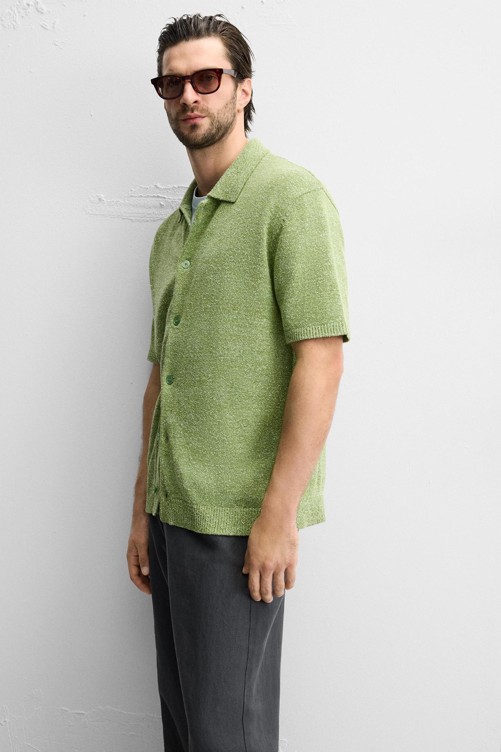 BOUCLÉ TEXTURED KNIT SHIRT Product Image