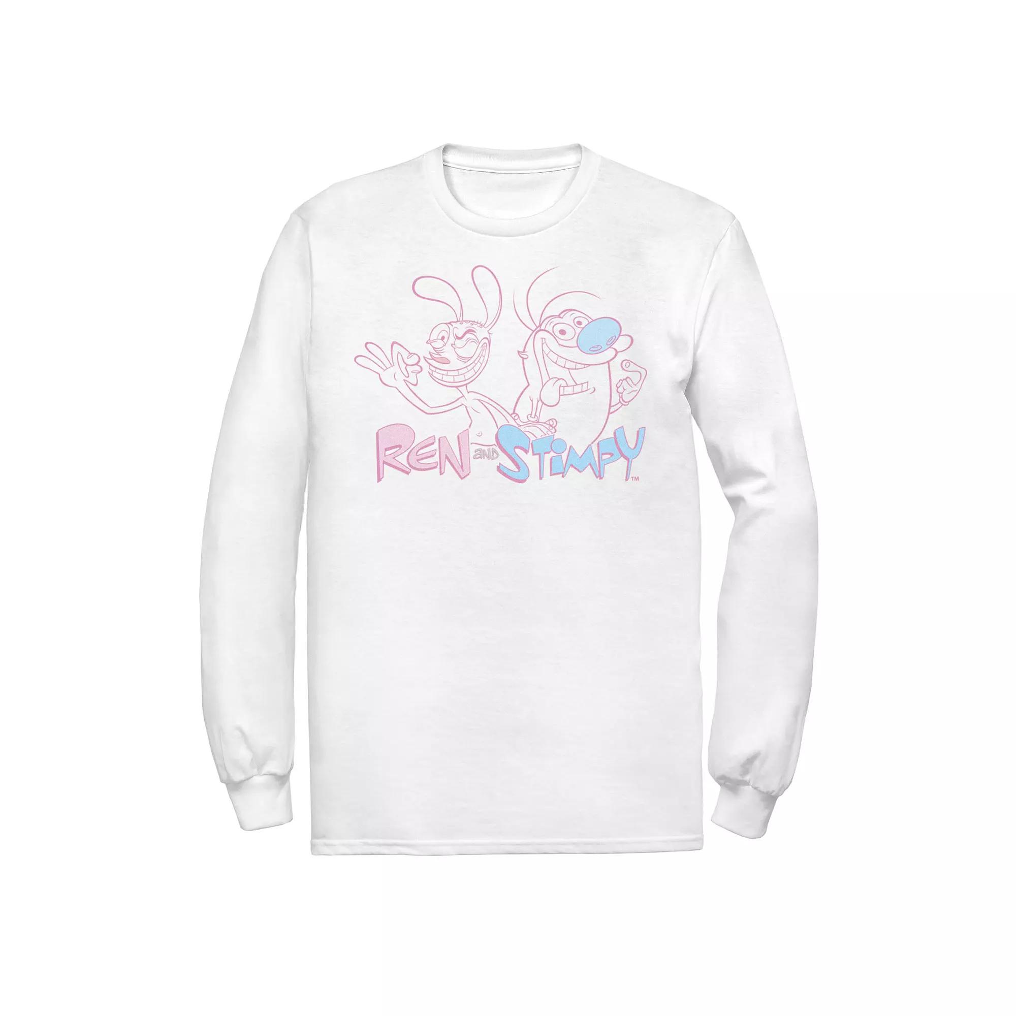 Men's Ren & Stimpy Portrait Outline Logo Long Sleeve Tee,  Product Image