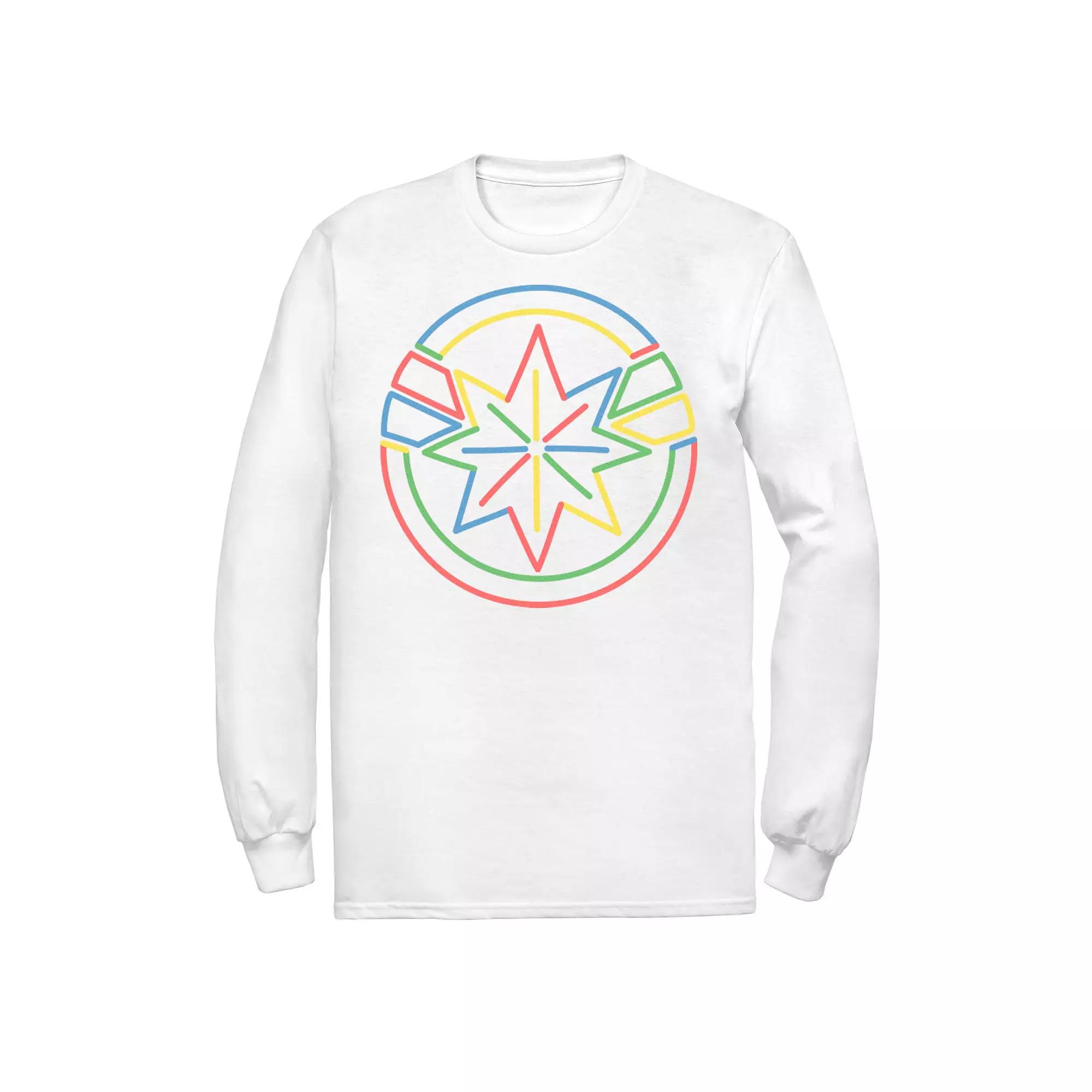 Men's Marvel Captain Marvel Colorful Line Art Logo Tee, Size: XXL, White Product Image