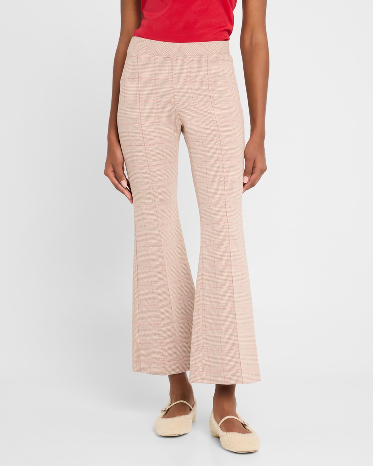 Plaid Flare Crop Pull-On Trousers Product Image