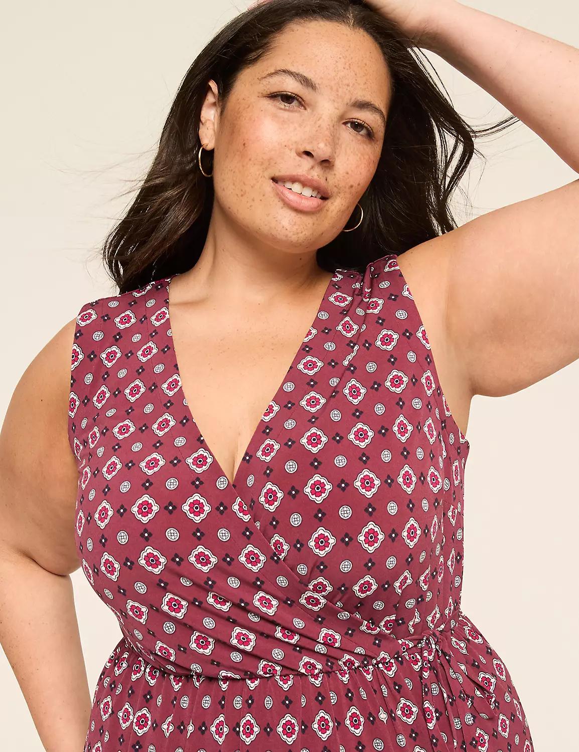 Sleeveless Faux-Wrap Jersey Dress Product Image