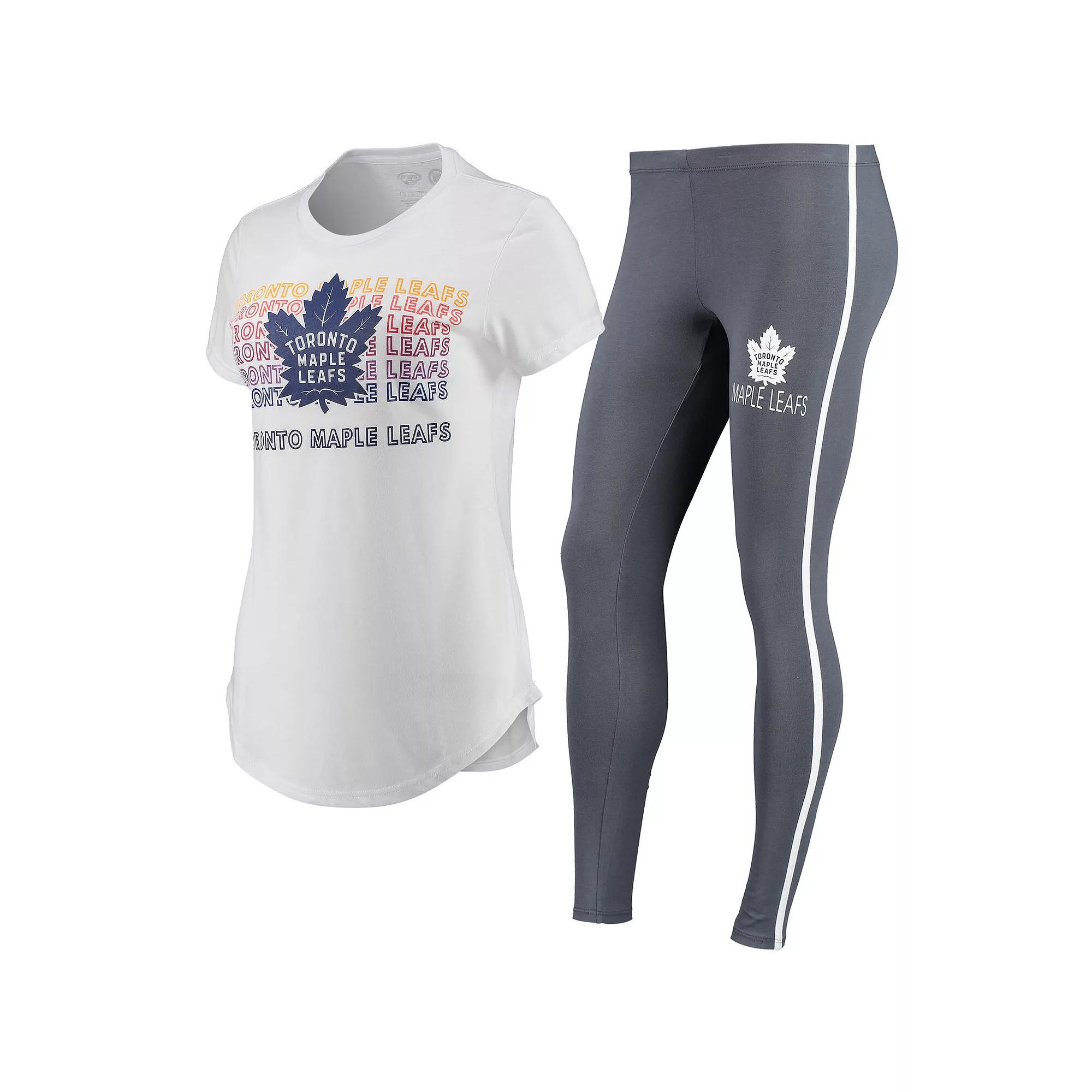 Women's Concepts Sport White/Charcoal Toronto Maple Leafs Sonata T-Shirt & Leggings Set, Size: Small, Mpl White Product Image