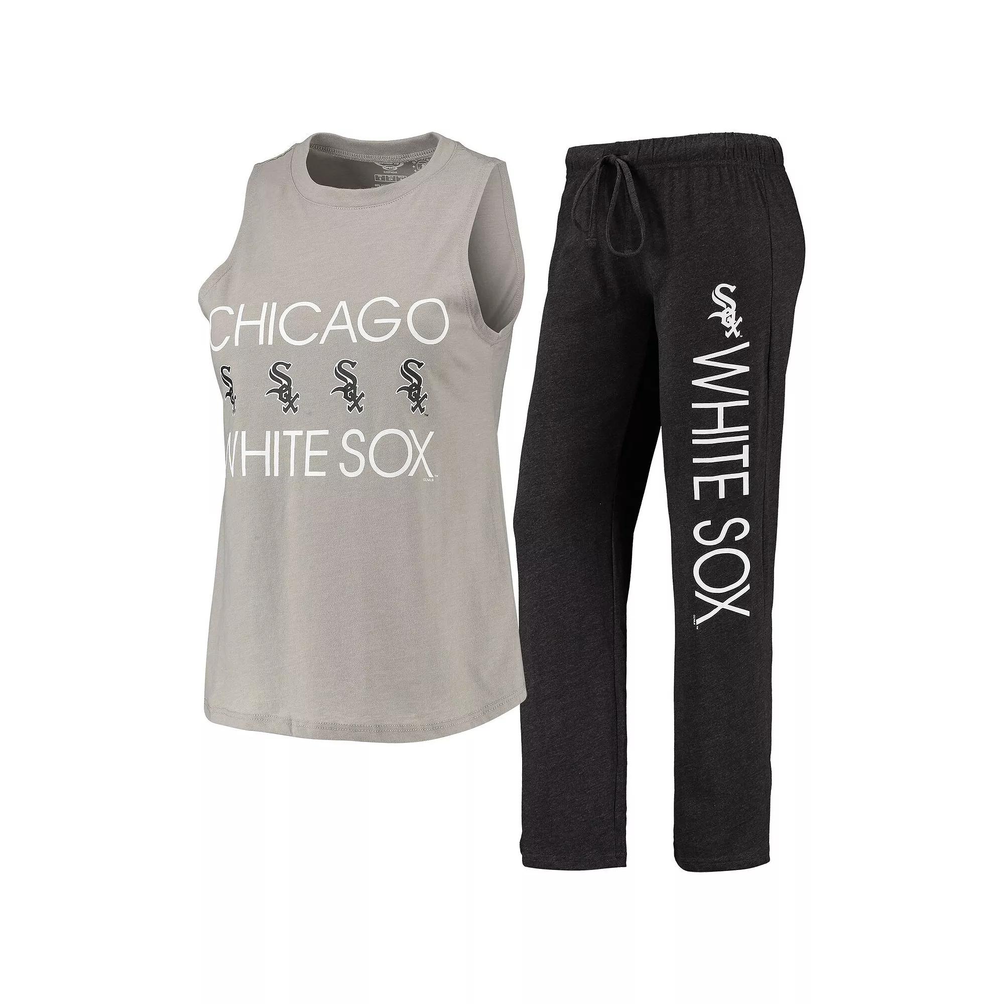 Women's Concepts Sport Black/Gray Chicago White Sox Meter Muscle Tank Top & Pants Sleep Set,  Product Image
