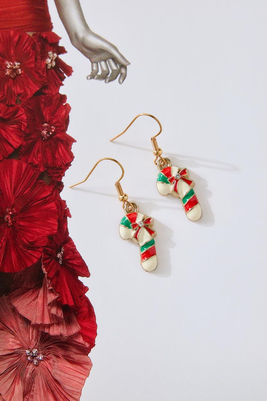 Candy Cane Earrings Gold Product Image