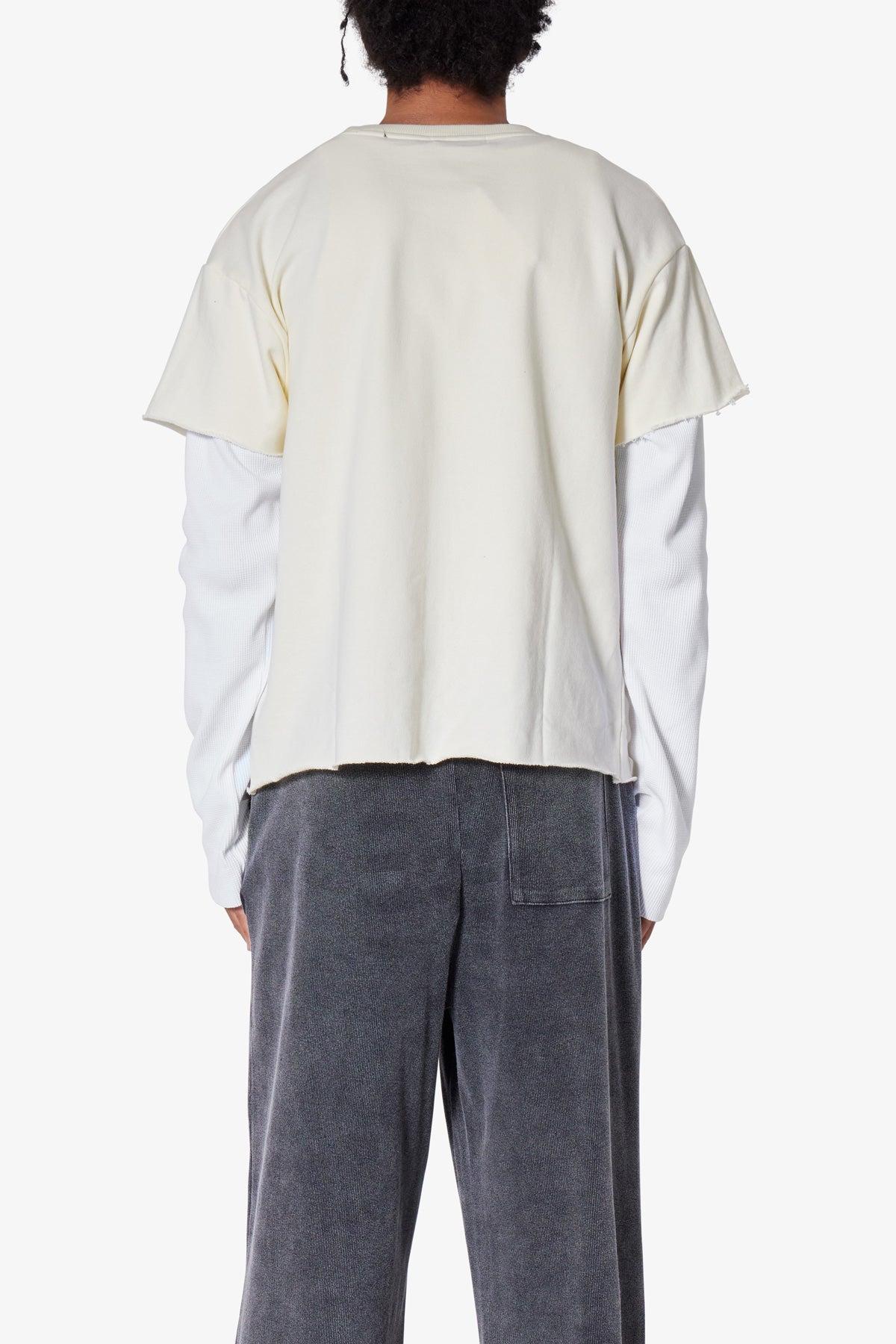 French Terry Double Layer Thermal L/S Tee - Cream Product Image
