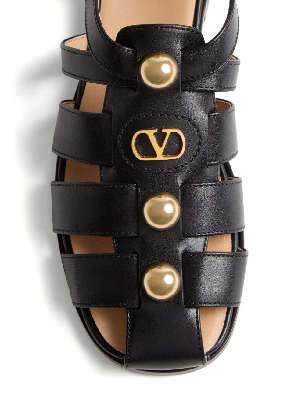 VALENTINO GARAVANI Vlogo Signature Faux-pearl Flat Sandals In Black Product Image