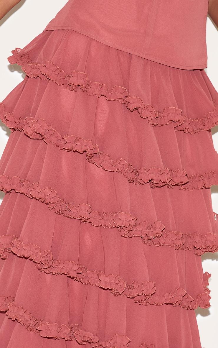 Plus Blush Rose Chiffon Tiered Frill Maxi Skirt Product Image